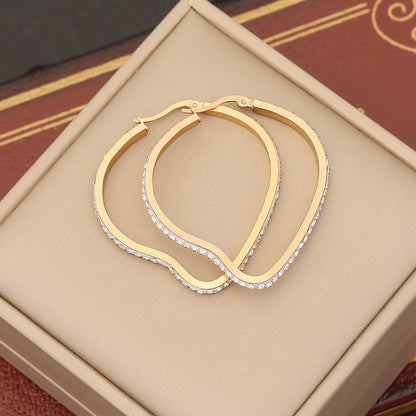 Stainless Steel Zircon Hoop Earrings