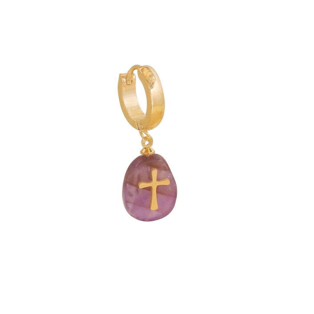 Bohemia Cross Totem Color Stone Dangle Earrings