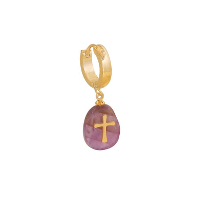 Bohemia Cross Totem Color Stone Dangle Earrings