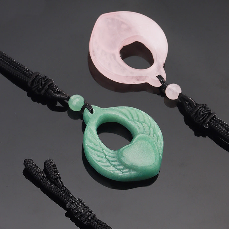 Carved Stone Feather Necklace