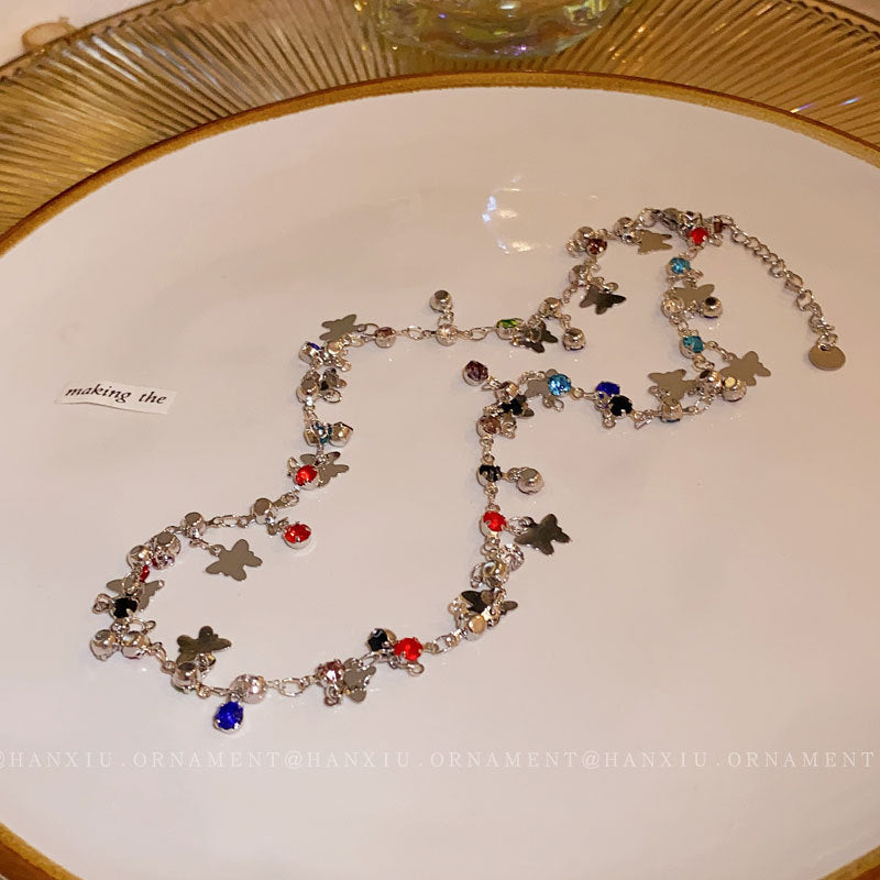 Colorful Zircon Butterfly Necklace