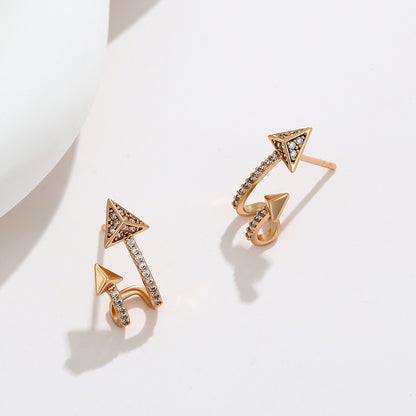 Simple Arrow Zircon Design Fashion Stud Earrings