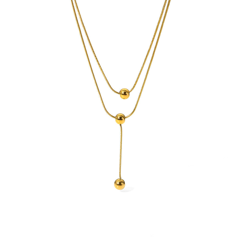 Stainless Steel Double Transfer Ball Necklace