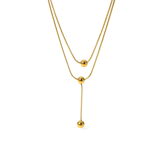 Stainless Steel Double Transfer Ball Necklace