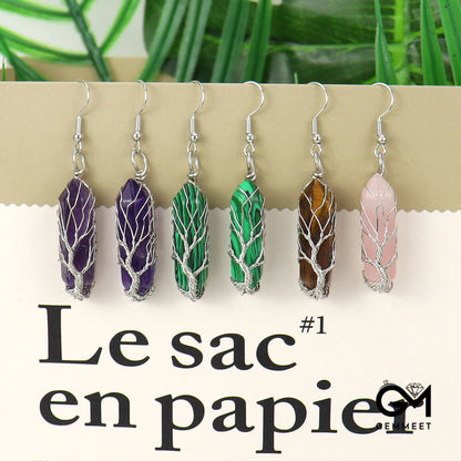 Crystal Hexagonal Tree of Life Earrings