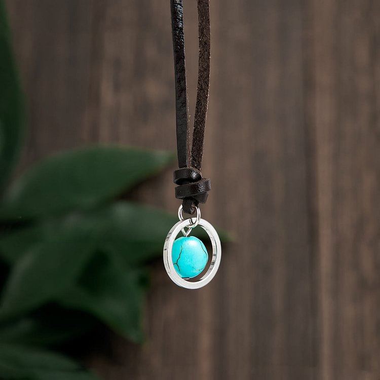 Men's Retro Turquoise Leather Necklace