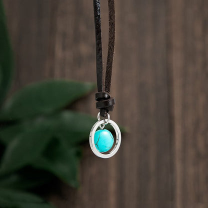 Men's Retro Turquoise Leather Necklace