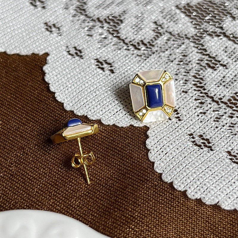 Niche Design White Fritillaria Lapis Earrings