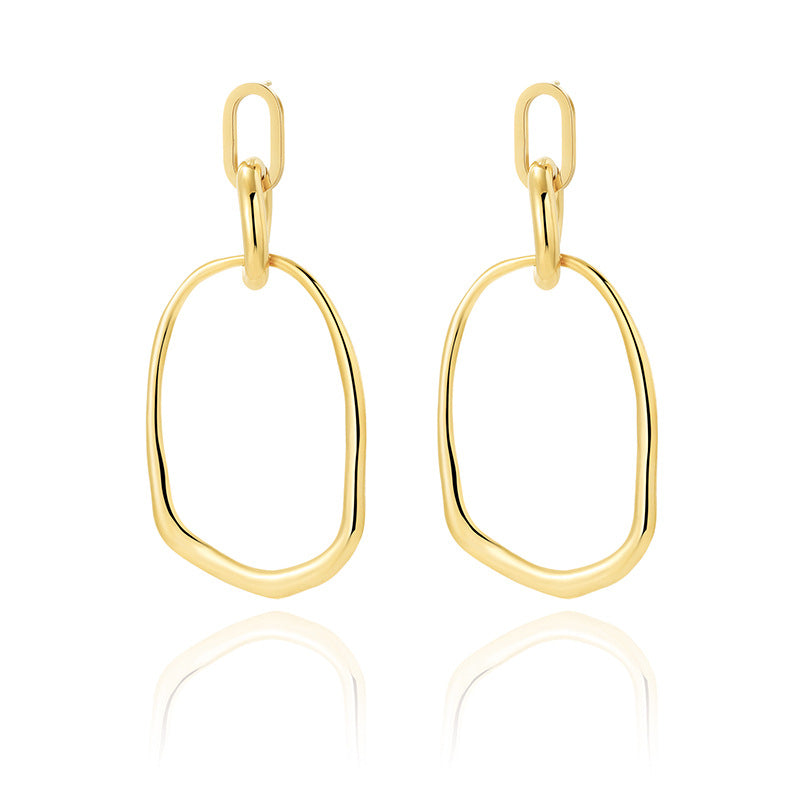 Vintage Simple Oval Titanium Steel Earrings