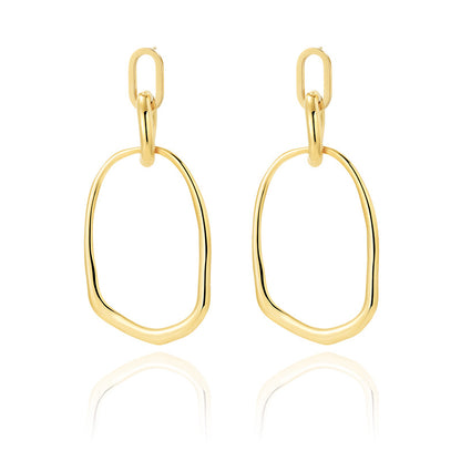 Vintage Simple Oval Titanium Steel Earrings