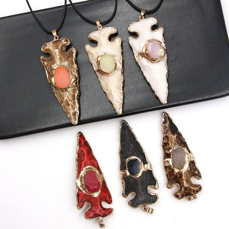 Crystal Anchor Arrow Shield Necklace