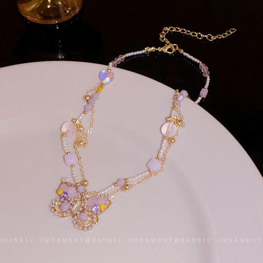 Love Pearl Sweet Butterfly Necklace