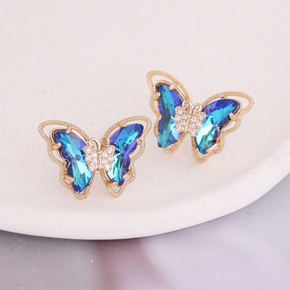 Copper Gradient Butterfly Stud Earrings