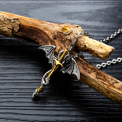 Dragon & Sword Titanium Steel Necklace