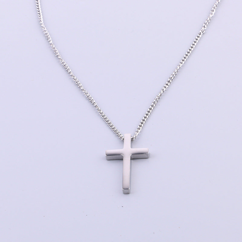 Titanium Steel Simple Cross Necklace for Men
