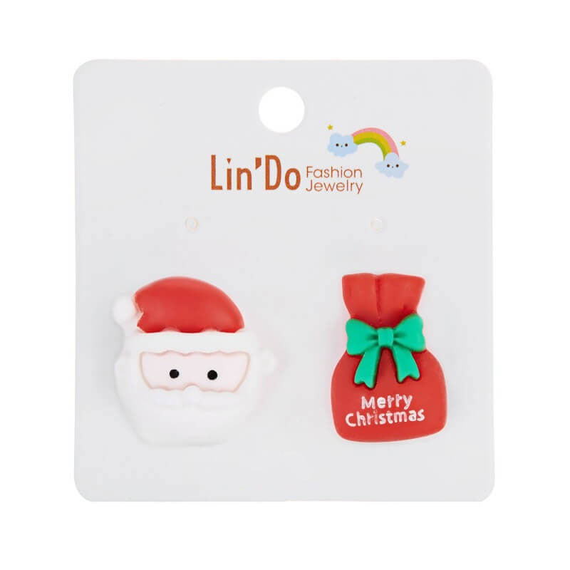 Santa Claus Deer Bells Christmas Tree Asymmetrical Earrings