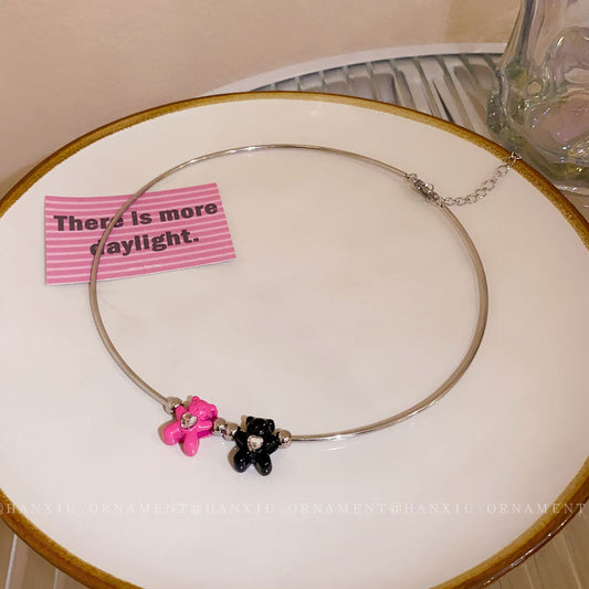 Diamond Heart Bear Necklace