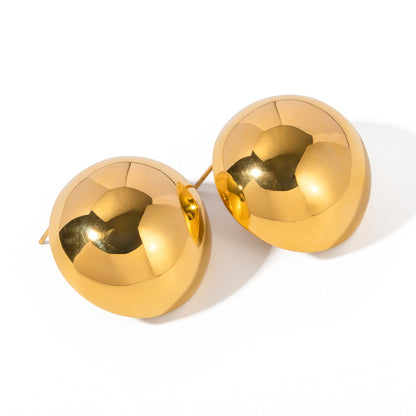 Stainless Steel Hemispherical Temperament Earrings