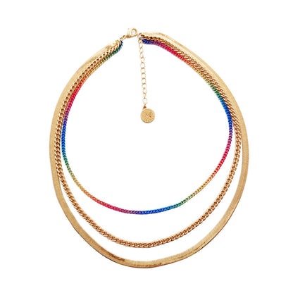 Three Layers of Colored Lacquered Metal Necklace