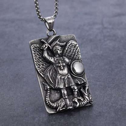 Angel Knight Dragon Slayer Stainless Steel Pendant