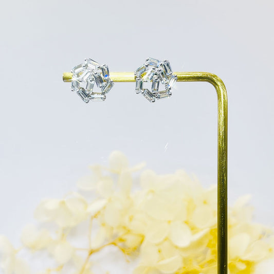 Square Snowflake White Zircon Earrings