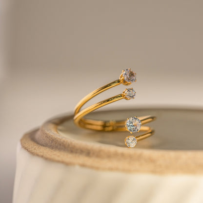 Side-by-side Size 4 Diamond Open Ring