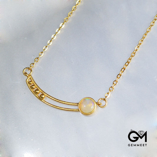 Simple Opal Gold Plated Necklace