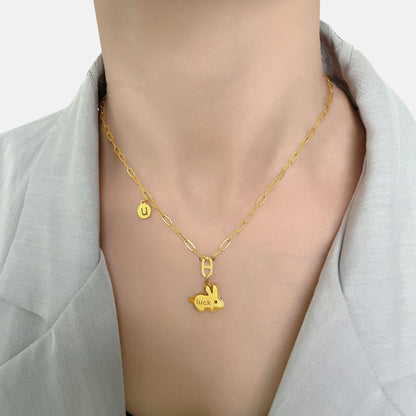 New Lucky Rabbit Titanium Steel Collar Bone Necklace