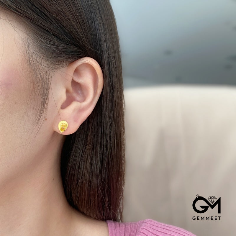 S925 Sterling Silver Yellow Water Drop Rubber Earrings