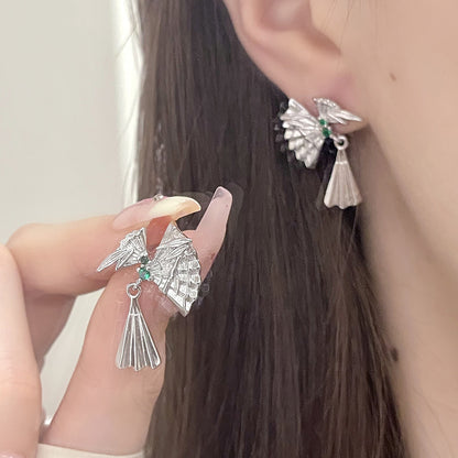 Vintage New Chinese Bamboo Fan Earrings