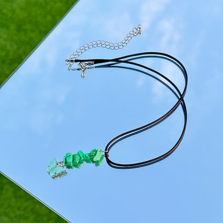 Butterfly Tassel Leather Wax Thread Necklace