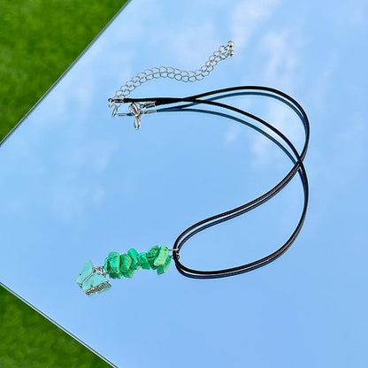 Butterfly Tassel Leather Wax Thread Necklace