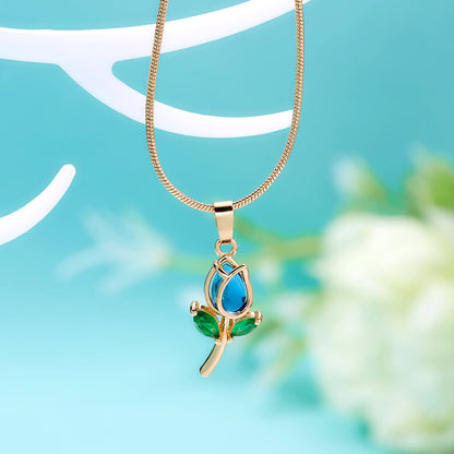 Fashion Colorful Zircon Tulip Necklace