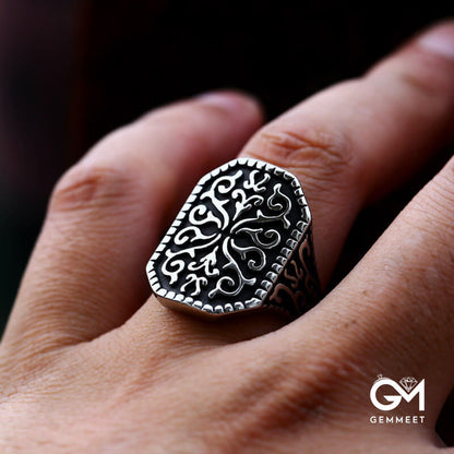 Vintage Titanium Steel Engraved Ring