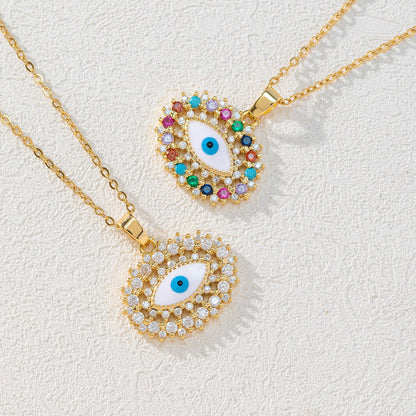 Devil's Eye Zircon Drops Copper Gold Plated Bohemian Necklace