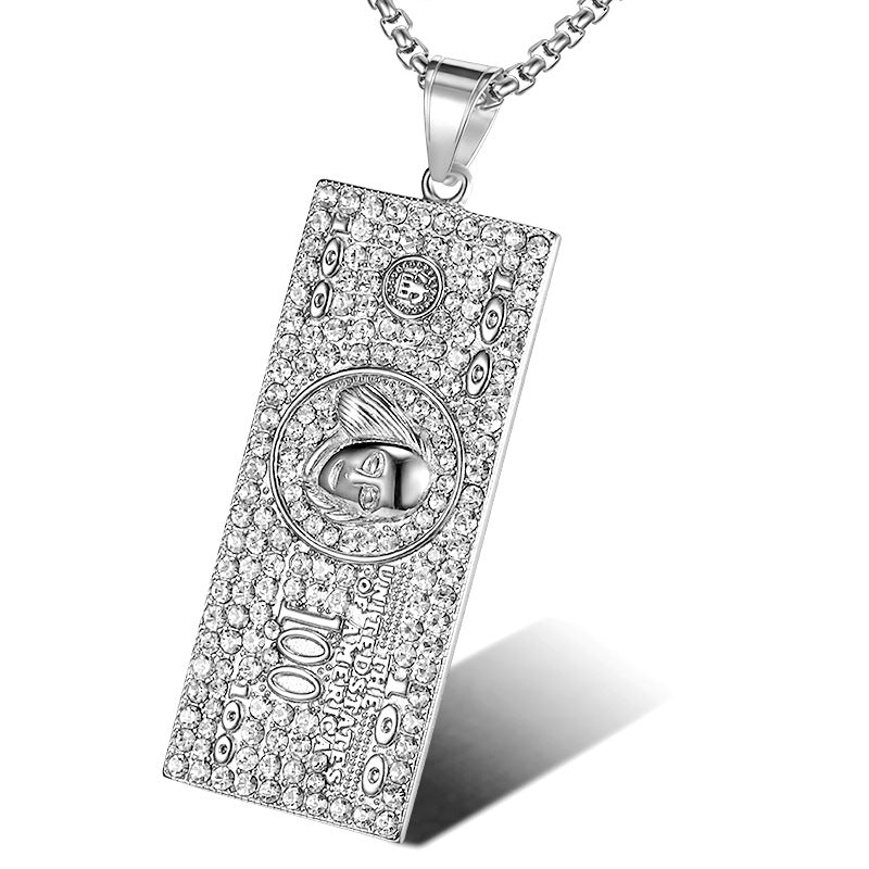 Hip-hop Gold-plated Zircon Dollar Pendant