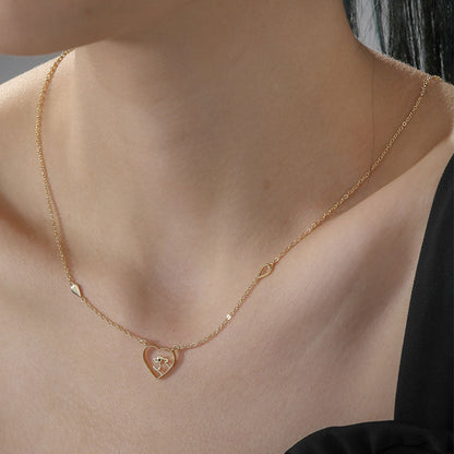 K Gold-plated Hollow Heart Leopard Earrings Necklace Set