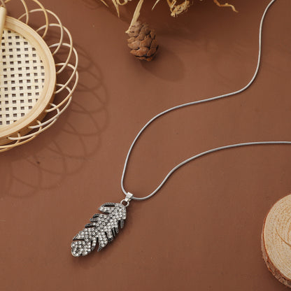 Stylish Personality Feather Full Diamond Alloy Necklace