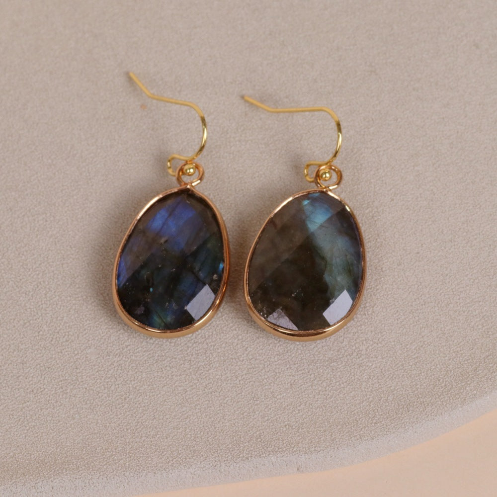 Pull Feldspar Ellipse Hanging Earrings