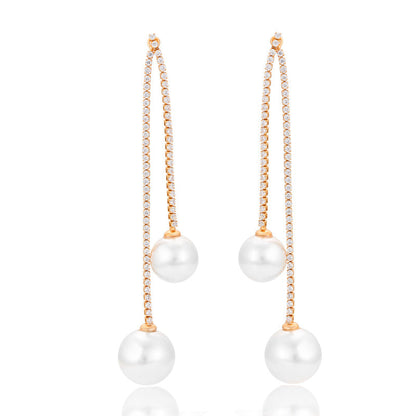 Long Tassel Imitation Pearl Earrings