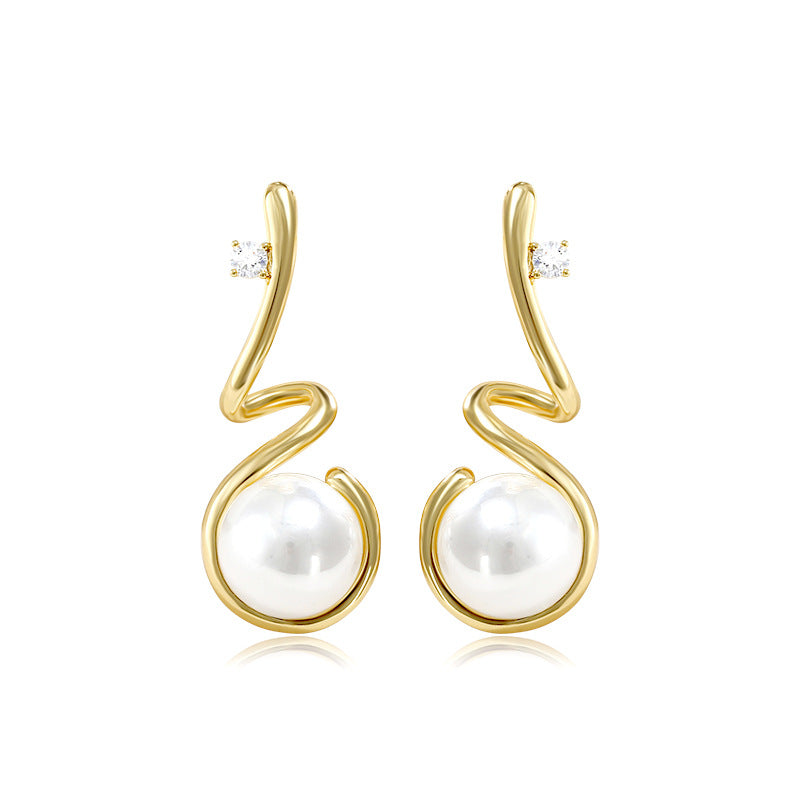 French Vintage Imitation Pearl and Shell Earrings for Women