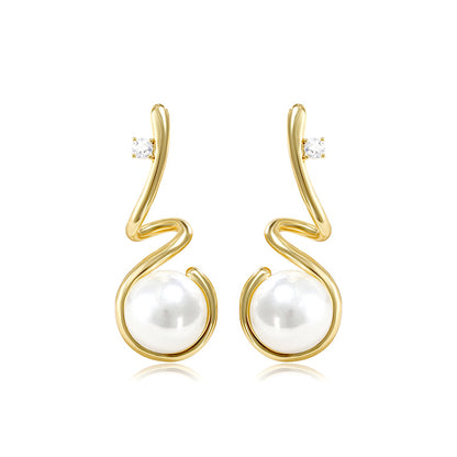 French Vintage Imitation Pearl and Shell Earrings for Women