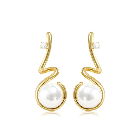 French Vintage Imitation Pearl and Shell Earrings for Women