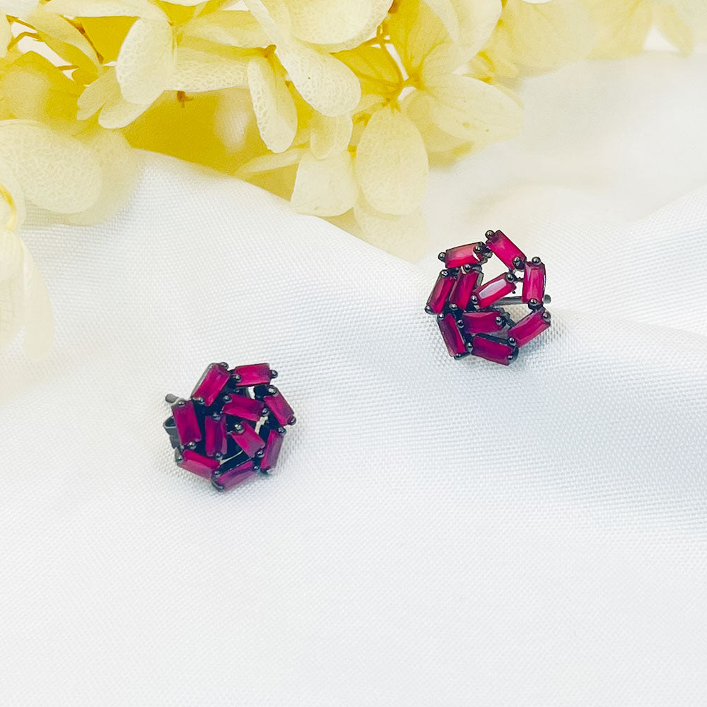Square Snowflake Pink Zircon Earrings