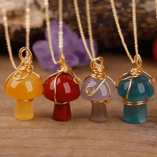 Crystal Lucky Mushroom Necklace