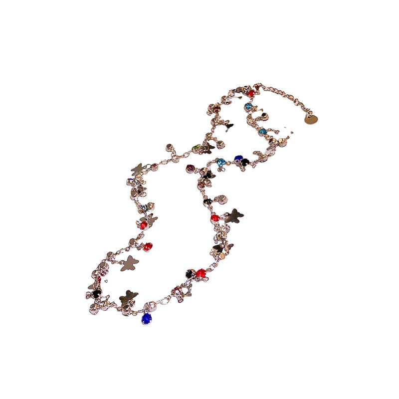Colorful Zircon Butterfly Necklace