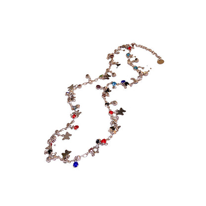 Colorful Zircon Butterfly Necklace