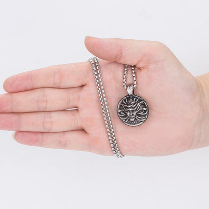 New Greek Myth Snake Head Men's Titanium Steel Necklace
