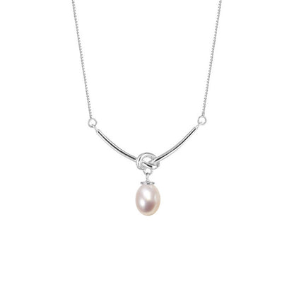 S925 Sterling Silver Knot Freshwater Pearl Necklace