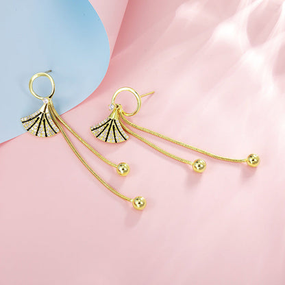 K Gold-plated Fan-shaped Mini Skirt Earrings